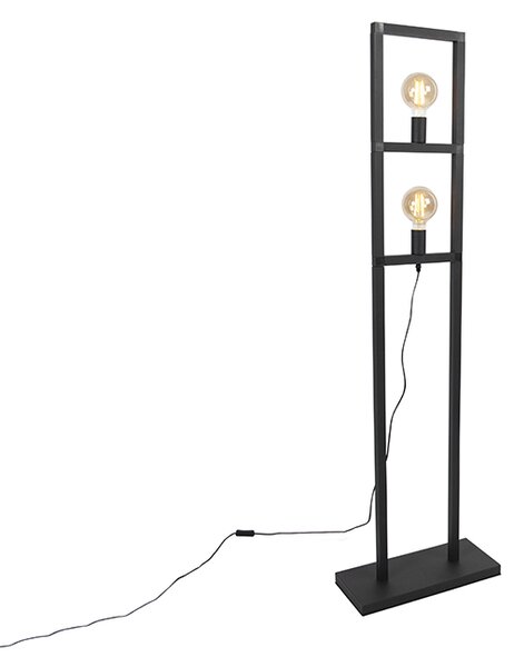 Průmyslová stojací lampa, 2 světla, černá - Simple Cage 2