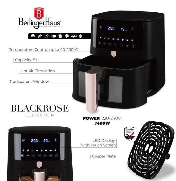 Horkovzdušná fritéza digitální 5 l Black Rose Collection