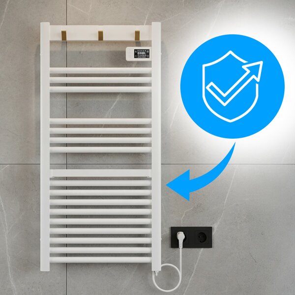 BPS-koupelny Elektrický koupelnový radiátor YASUR WH ECO 500W, 50x105 cm, bílý
