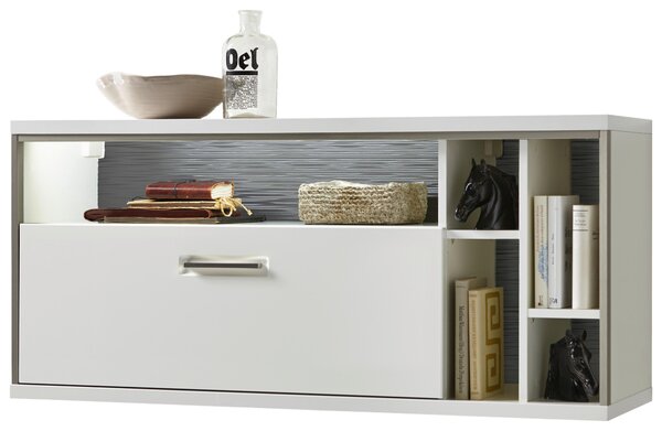 ZÁVĚSNÁ SKŘÍŇKA, šedá, barvy stříbra, bílá, vysoce lesklá bílá, 124/56/38 cm Livetastic - Online Only obývací stěny, Online Only
