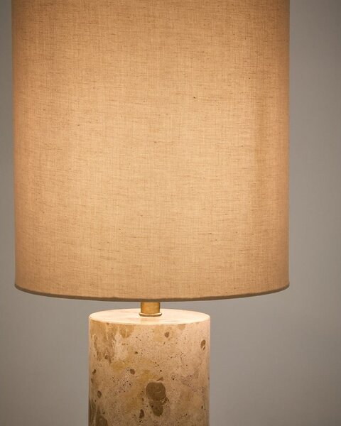 Béžová mramorová stolní lampa s textilním stínidlem (výška 54 cm) Raze – Kave Home