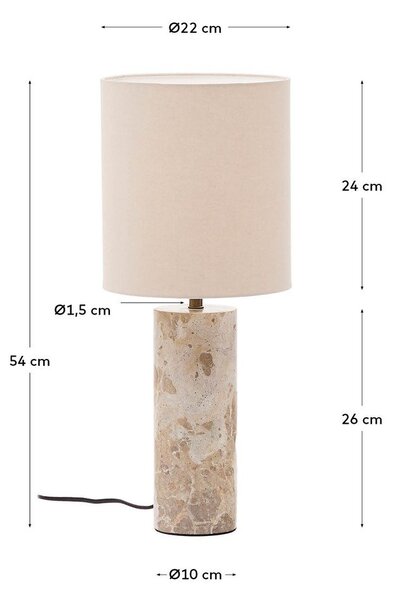 Béžová mramorová stolní lampa s textilním stínidlem (výška 54 cm) Raze – Kave Home