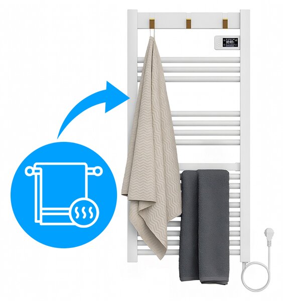 BPS-koupelny Elektrický koupelnový radiátor YASUR WH ECO 500W, 50x105 cm, bílý