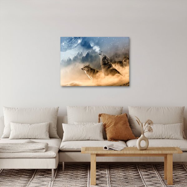 Obraz - vlci vyjící na měsíc (70x50 cm)