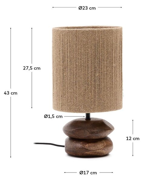 Stolní lampa v tmavě přírodní barvě z masivu akácie (výška 43 cm) Kor – Kave Home