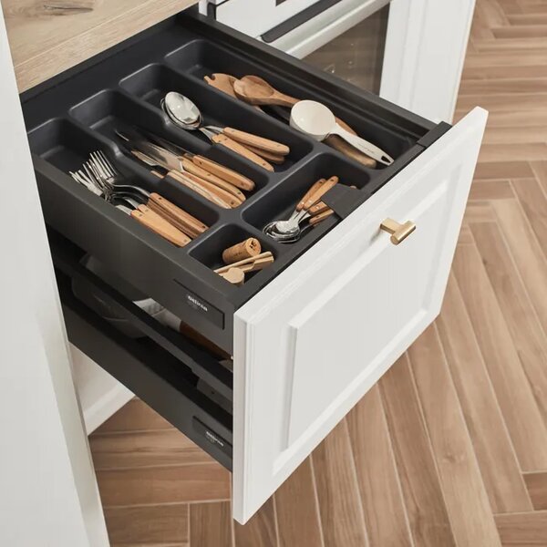 ADEO Vložka / příborník do 45cm šuplíku - CUTLERY šedý plast 35 x 46 cm