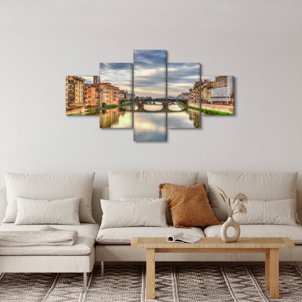 Obraz města s řekou (125x70 cm)