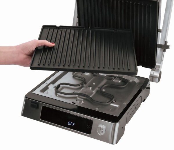 Kontaktní gril elektrický s nepřilnavým povrchem 2000 W Stainless Steel