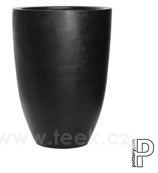Pottery Pots Venkovní květináč kulatý Ben XL, Black (barva černá), kolekce Natural, kompozit Fiberstone, průměr 52 cm x v 72 cm, objem cca 119 l