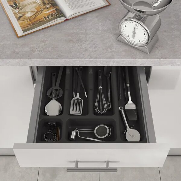 ADEO Vložka / příborník do 45cm šuplíku - CUTLERY šedý plast 35 x 46 cm