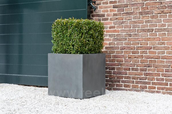 Pottery Pots Venkovní květináč čtvercový Block XXL, Grey (barva šedá), kolekce Natural, kompozit Fiberstone, d 70 cm x š 70 cm x v 70 cm, objem cca 343 l