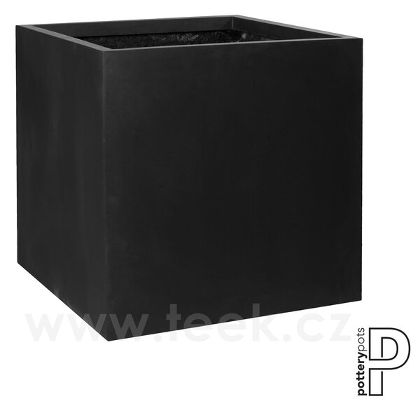 Pottery Pots Venkovní květináč čtvercový Block XXL, Black (barva černá), kolekce Natural, kompozit Fiberstone, d 70 cm x š 70 cm x v 70 cm, objem cca 343 l
