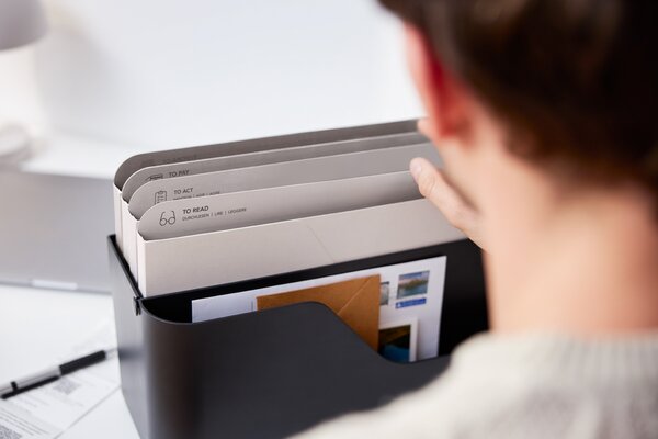 Rotho Sestava – Organizér na poštu + Archivační box - myPAPER černý