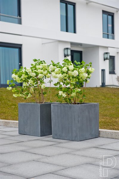 Pottery Pots Venkovní květináč čtvercový Block XXL, Grey (barva šedá), kolekce Natural, kompozit Fiberstone, d 70 cm x š 70 cm x v 70 cm, objem cca 343 l
