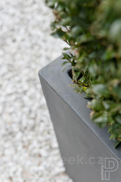 Pottery Pots Venkovní květináč čtvercový Block XXL, Grey (barva šedá), kolekce Natural, kompozit Fiberstone, d 70 cm x š 70 cm x v 70 cm, objem cca 343 l