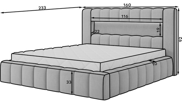 Eltap Čalouněná postel Lamica s úložným prostorem - dřevo Materiál a barva potahu: Monolith 29 - tmavě hnědá, Rozměr: 140x200