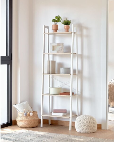 Bílý/v přírodní barvě regál v dekoru dubu 56x172x32 cm Aarhus – Kave Home