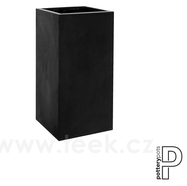 Pottery Pots Venkovní květináč obdélníkový Bouvy XL, Black (barva černá), kolekce Natural, kompozit Fiberstone, d 50 cm x š 50 cm x v 100 cm, objem cca 250 l