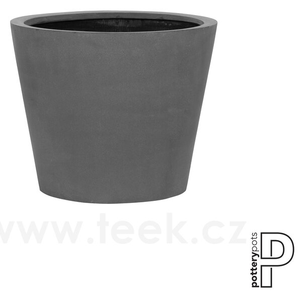 Pottery Pots Venkovní květináč kulatý Bucket S, Grey (barva šedá), kolekce Natural, kompozit Fiberstone, průměr 50 cm x v 40 cm, objem cca 57 l
