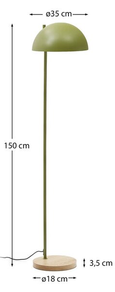 Zelená/v přírodní barvě stojací lampa s kovovým stínidlem (výška 150 cm) Catlar – Kave Home