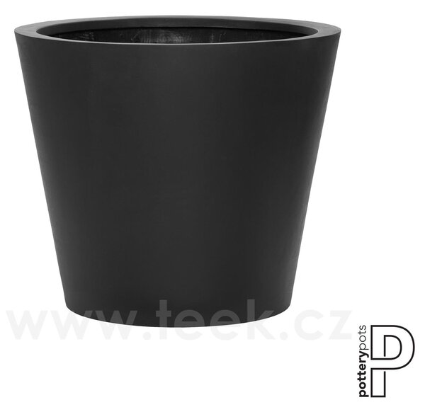 Pottery Pots Venkovní květináč kulatý Bucket M, Black (barva černá), kolekce Natural, kompozit Fiberstone, průměr 58 cm x v 50 cm, objem cca 95 l