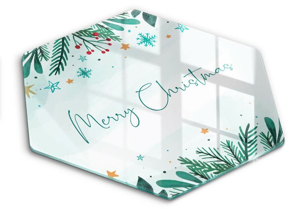 Skleněná deska do kuchyně Merry christmas nápis