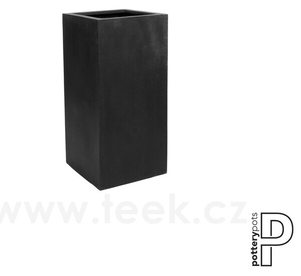 Pottery Pots Venkovní květináč obdélníkový Bouvy M, Black (barva černá), kolekce Natural, kompozit Fiberstone, d 30 cm x š 30 cm x v 60 cm, objem cca 54 l