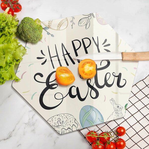 Skleněná krájecí deska Happy easter