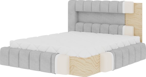 Eltap Čalouněná postel Lamica s úložným prostorem - dřevo Materiál a barva potahu: Monolith 29 - tmavě hnědá, Rozměr: 140x200