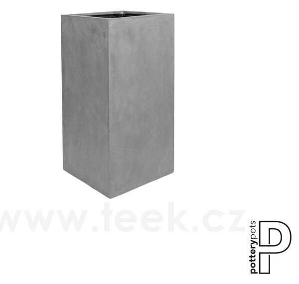 Pottery Pots Venkovní květináč obdélníkový Bouvy L, Grey (barva šedá), kolekce Natural, kompozit Fiberstone, d 40 cm x š 40 cm x v 80 cm, objem cca 128 l