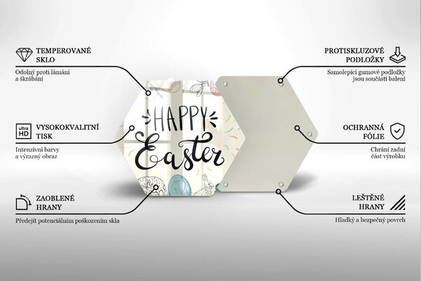 Skleněná krájecí deska Happy easter