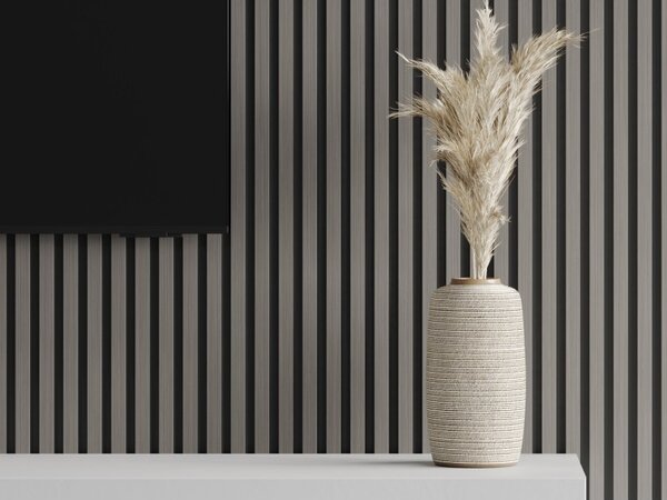 Mexen Lam-B, akustické stěnové lamely 275 × 30 cm, HDF deska 4 mm, technická dýha, dub ocelový, S100-275307-3015-006