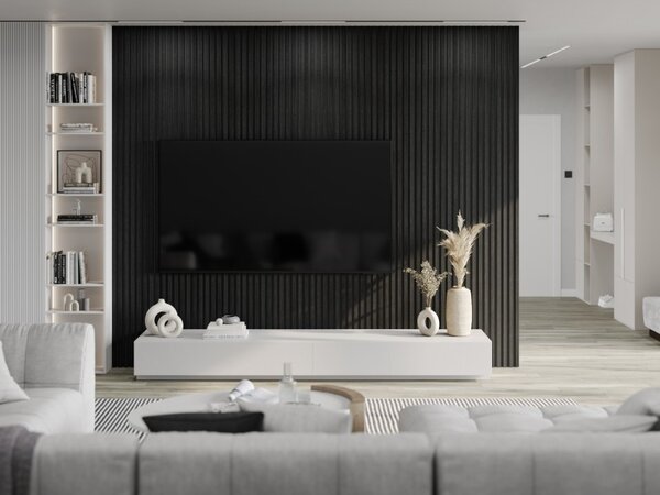 Mexen Lam-B, akustické stěnové lamely 275 × 30 cm, HDF deska 4 mm, technická dýha, dub černý stříbřitý, S100-275307-3015-025