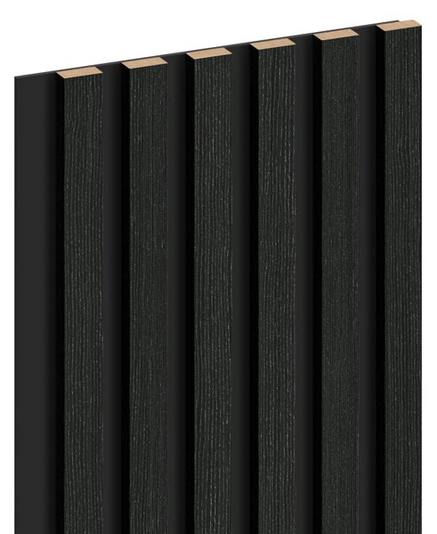 Mexen Lam-B, akustické stěnové lamely 275 × 30 cm, HDF deska 4 mm, technická dýha, dub černý stříbřitý, S100-275307-3015-025