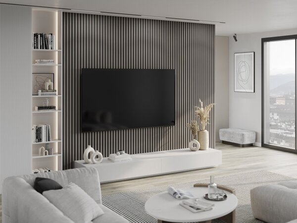 Mexen Lam-B, akustické stěnové lamely 275 × 30 cm, HDF deska 4 mm, technická dýha, dub ocelový, S100-275307-3015-006