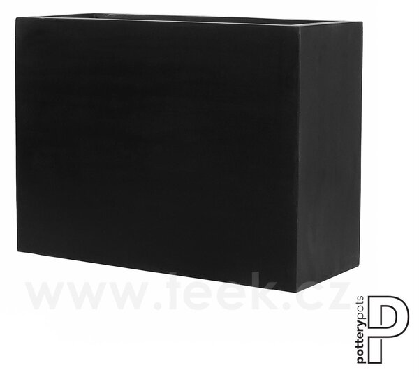 Pottery Pots Venkovní květináč obdélníkový Jort L, Black (barva černá), kolekce Natural, kompozit Fiberstone, d 95 cm x š 38 cm x v 72 cm, objem cca 252 l
