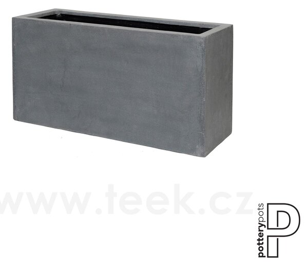 Pottery Pots Venkovní květináč obdélníkový Jort S, Grey (barva šedá), kolekce Natural, kompozit Fiberstone, d 80 cm x š 30 cm x v 40 cm, objem cca 92 l