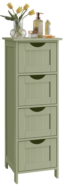 VASAGLE Koupelnová skříňka se 4 zásuvkami 30 x 82 x 30 cm zelená