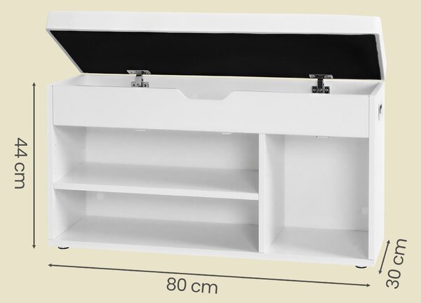 VASAGLE Botník s lavicí CUSTOS 80 x 40 x 30 cm bílá