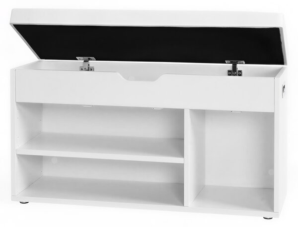 VASAGLE Botník s lavicí CUSTOS 80 x 40 x 30 cm bílá