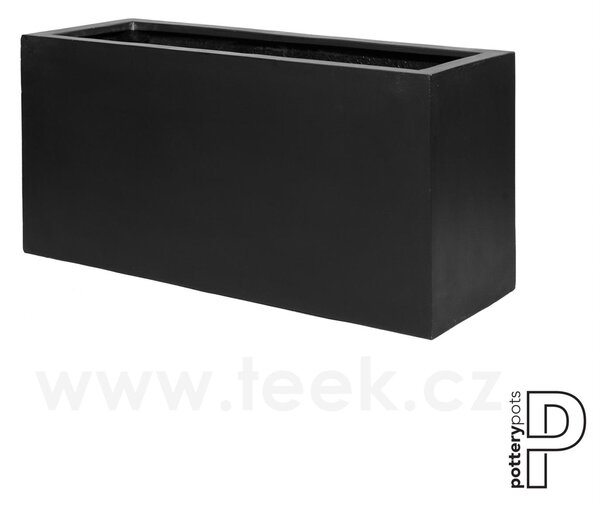Pottery Pots Venkovní květináč obdélníkový Jort M, Black (barva černá), kolekce Natural, kompozit Fiberstone, d 100 cm x š 40 cm x v 50 cm, objem cca 200 l