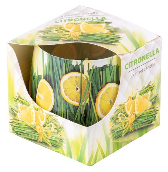 Vonná svíčka ve skle dekorační v krabičce, Citronella 75x75mm