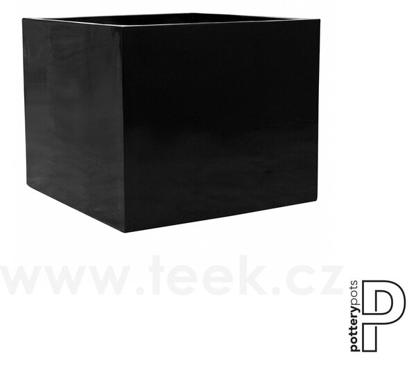 Pottery Pots Venkovní květináč čtvercový Jumbo M, Black (barva černá), kolekce Natural, kompozit Fiberstone, d 70 cm x š 70 cm x v 62 cm, objem cca 294 l