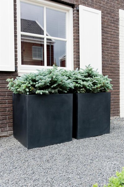Pottery Pots Venkovní květináč čtvercový Jumbo M, Black (barva černá), kolekce Natural, kompozit Fiberstone, d 70 cm x š 70 cm x v 62 cm, objem cca 294 l