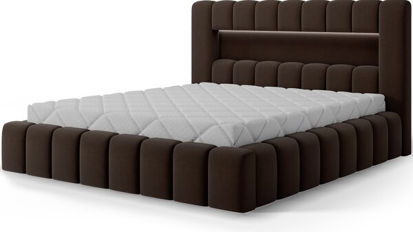 Eltap Čalouněná postel Lamica s úložným prostorem - dřevo Materiál a barva potahu: Monolith 29 - tmavě hnědá, Rozměr: 140x200