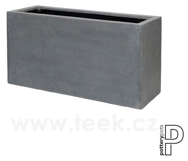 Pottery Pots Venkovní květináč obdélníkový Jort M, Grey (barva šedá), kolekce Natural, kompozit Fiberstone, d 100 cm x š 40 cm x v 50 cm, objem cca 200 l