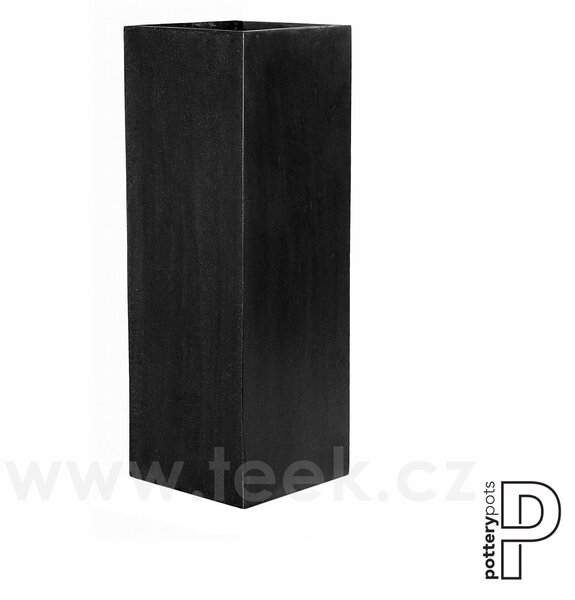 Pottery Pots Venkovní květináč obdélníkový Ying, Black (barva černá), kolekce Natural, kompozit Fiberstone, d 40 cm x š 40 cm x v 150 cm, objem cca 240 l (k dispozici 2ks)