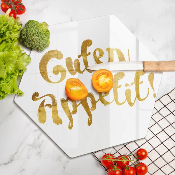 Skleněná krájecí deska Nápis guten appetit!