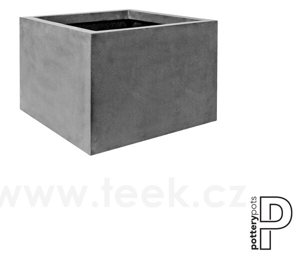 Pottery Pots Venkovní květináč čtvercový Jumbo middle high M, Grey (barva šedá), kolekce Natural, kompozit Fiberstone, d 70 cm x š 70 cm x v 53 cm, objem cca 235 l