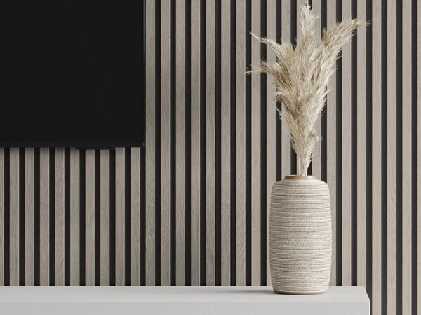 Mexen Lam-B, akustické stěnové lamely 275 × 30 cm, HDF deska 4 mm, technická dýha, dub popelavý, S100-275307-3015-005